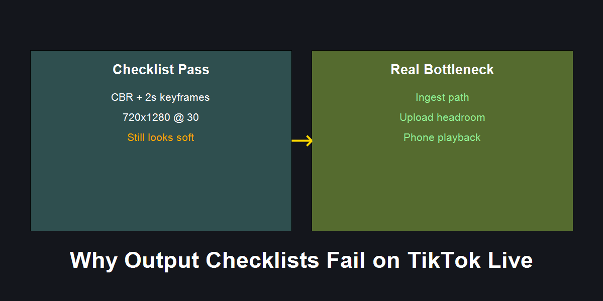 OBS output checklist passes but TikTok Live still looks soft